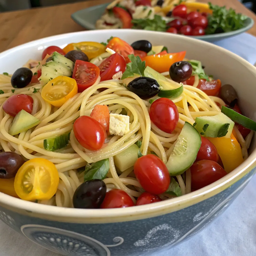 California spaghetti salad with Italian dressing