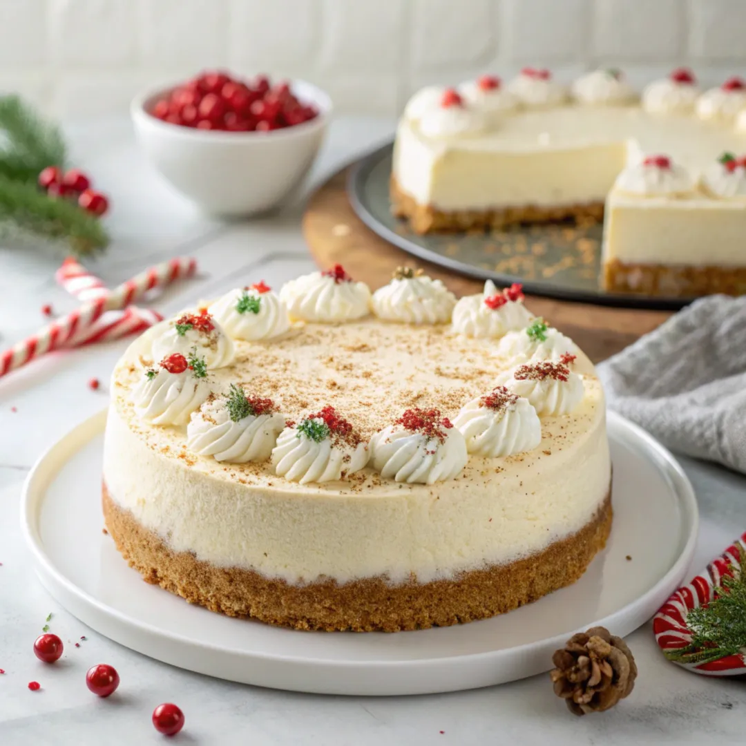 No-Bake Eggnog Cheesecake: Creamy & Festive 🎅