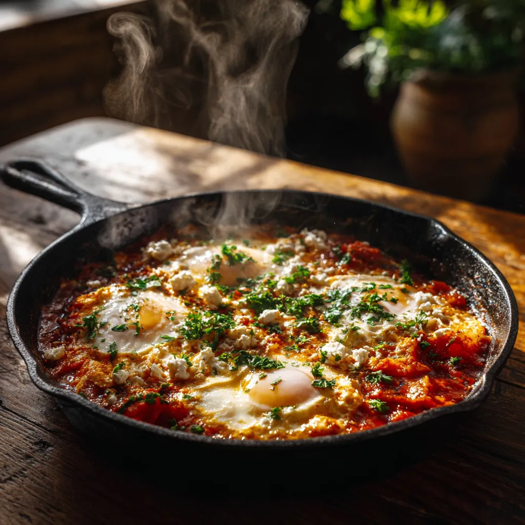 Witch Cauldron Egg Shakshuka in skillet