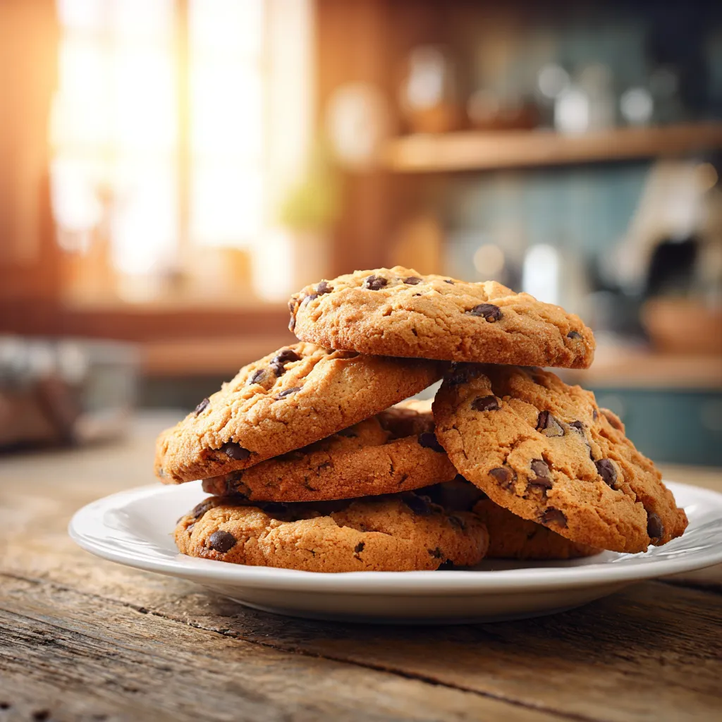 Easy 5-Ingredient Chocolate Chip Cookies on a plate