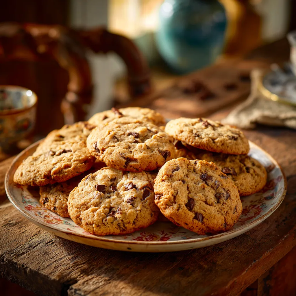 Grandma’s Old-Fashioned Chocolate Chip Cookies on rustic table
