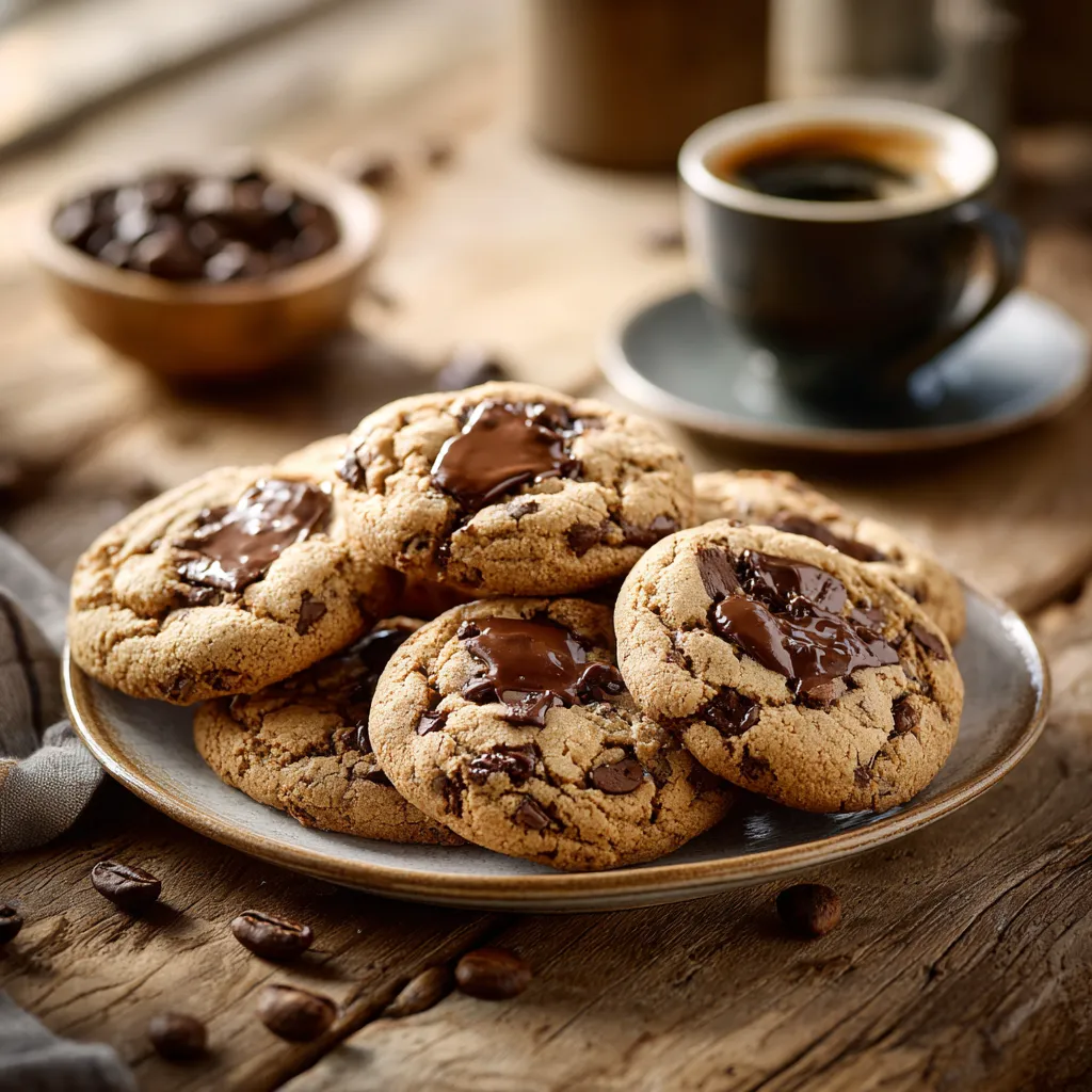 Espresso Chocolate Chip Cookies fresh from oven