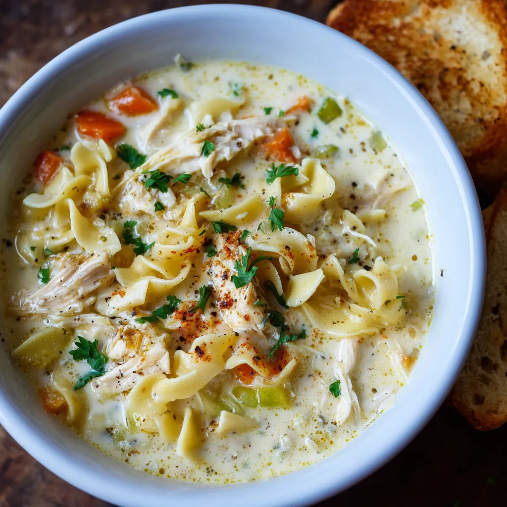 Creamy Chicken Noodle Soup – Rich, Thick & Comforting