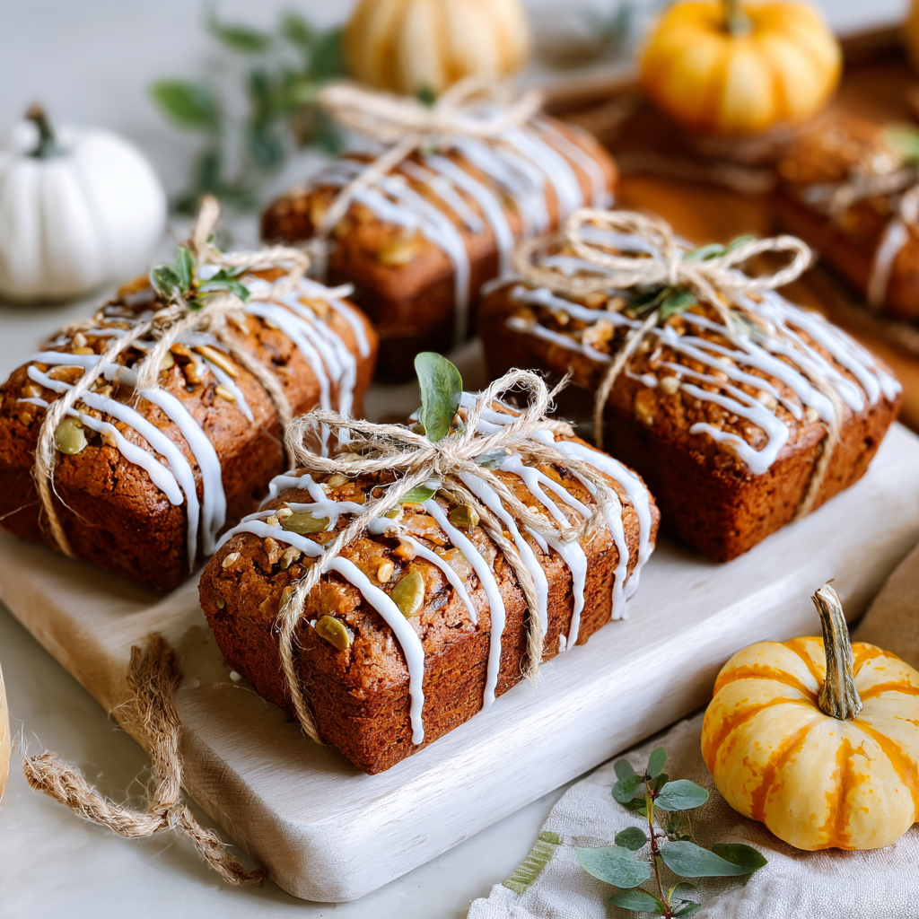 Gift-Wrapped Pumpkin Mini Loaves – A Cozy Homemade Treat