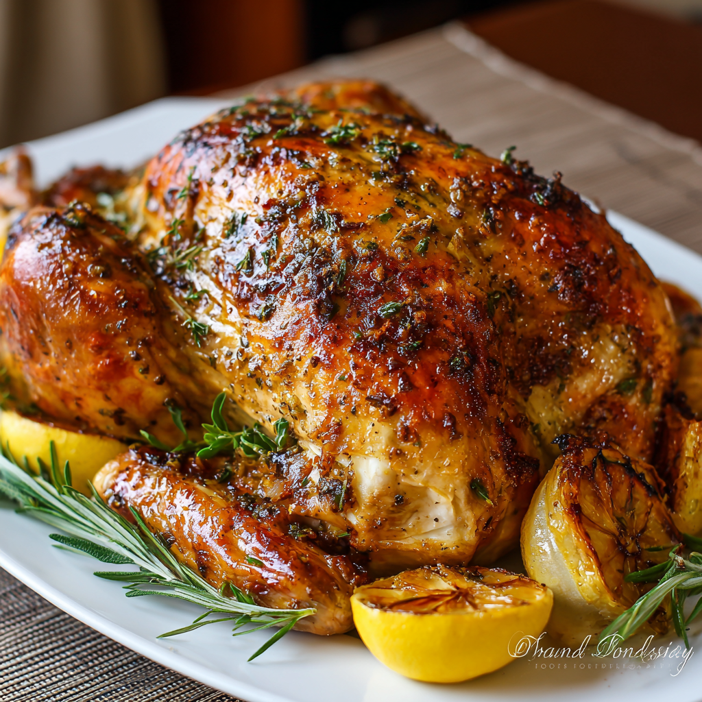 Herb Butter Roasted Turkey with Garlic and Lemon: Golden, Juicy, and Full of Flavor