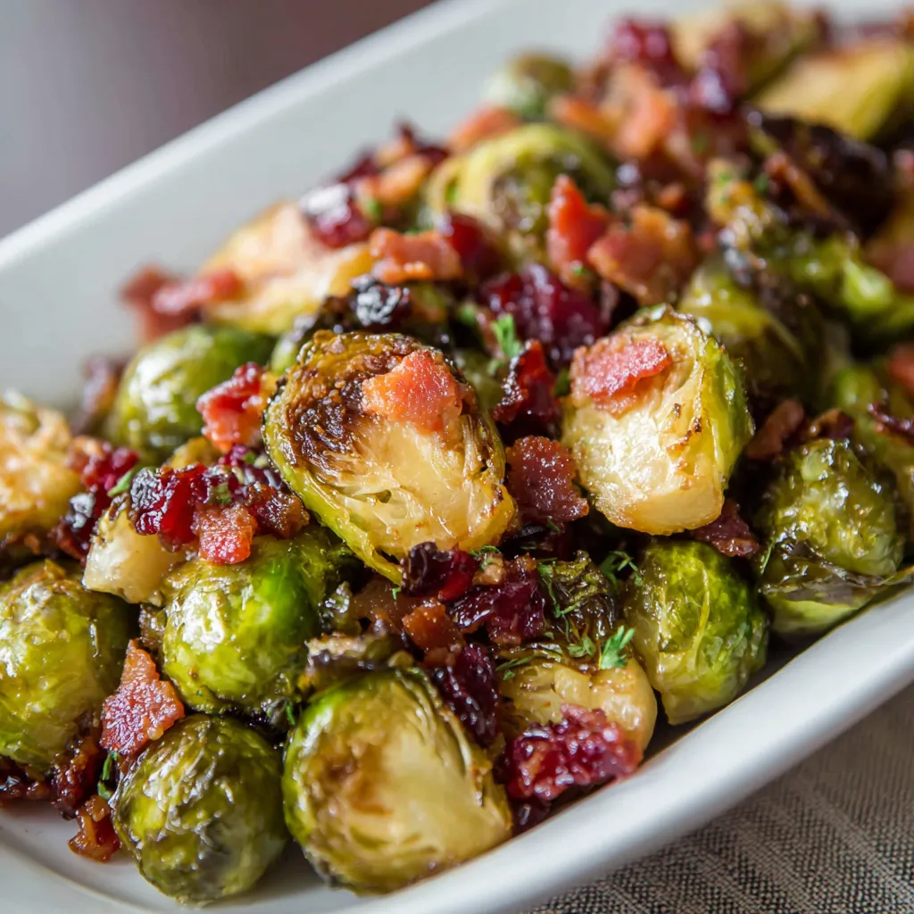 Maple Roasted Brussels Sprouts with Bacon