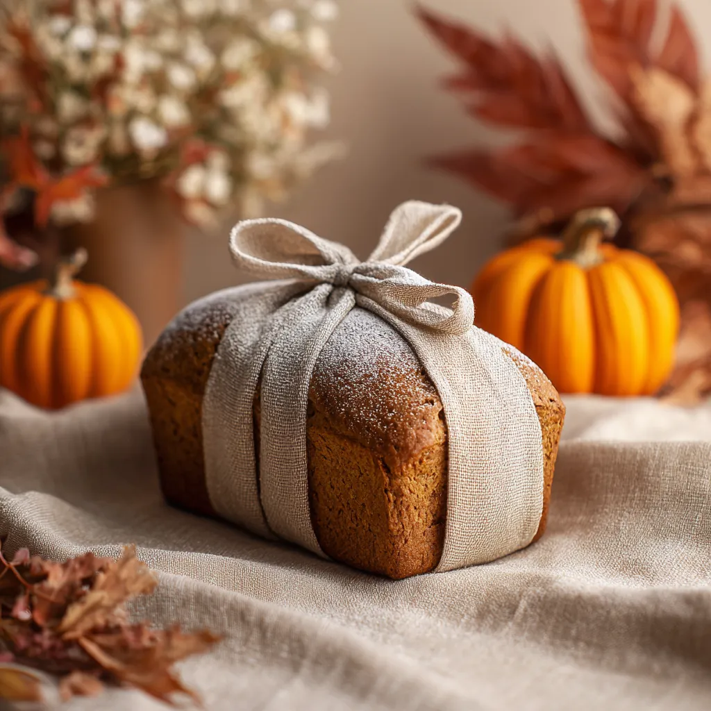 Pumpkin Bread Wrapped with Ribbon 🍂