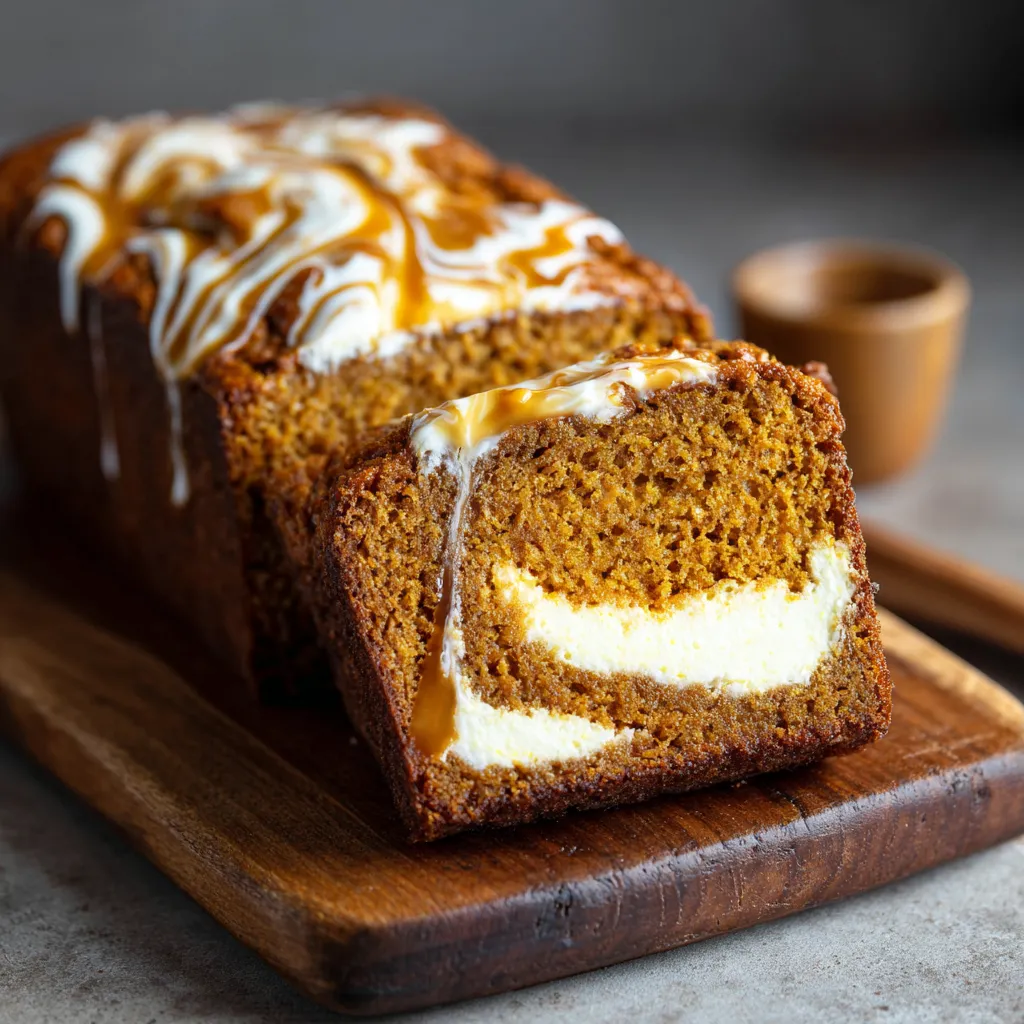 Pumpkin Bread with Cheesecake Center — Creamy, Cozy, and Perfect for Fall