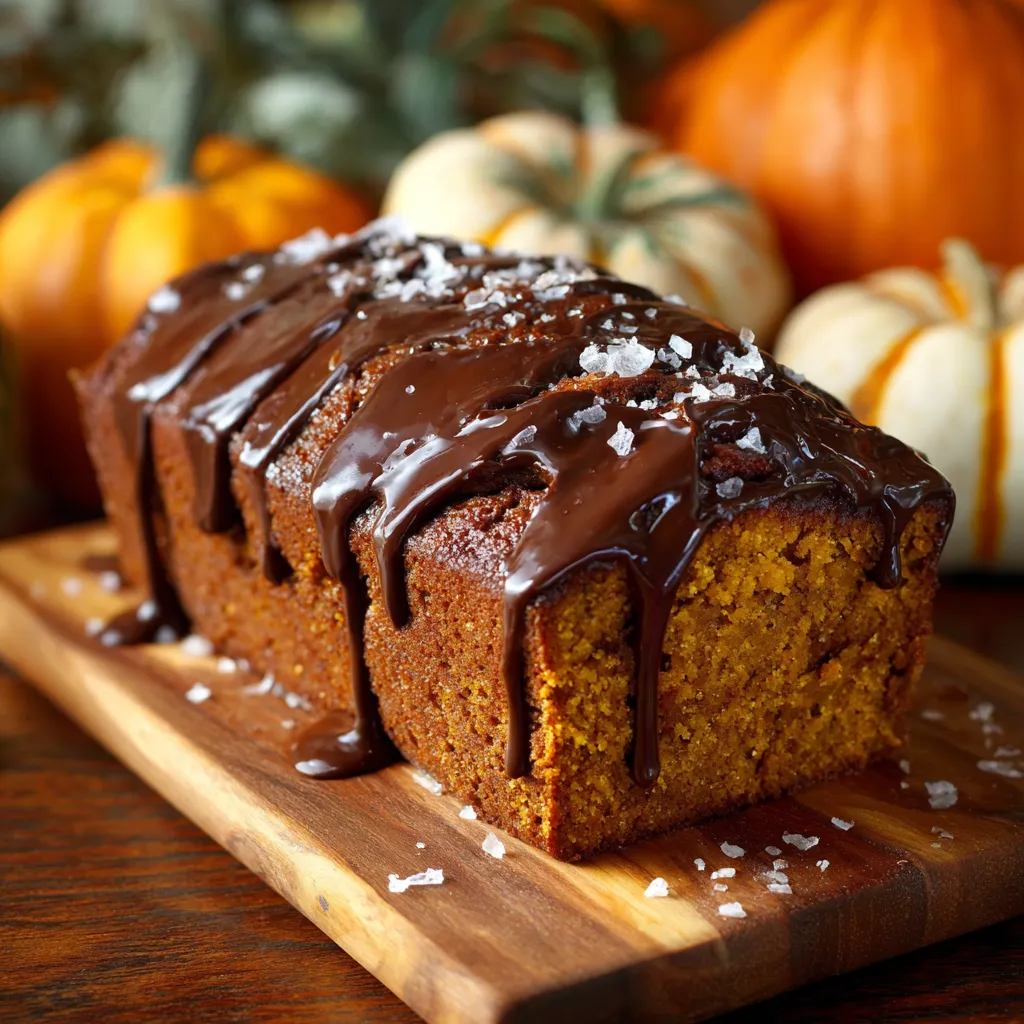 Pumpkin Bread with Chocolate Ganache Topping