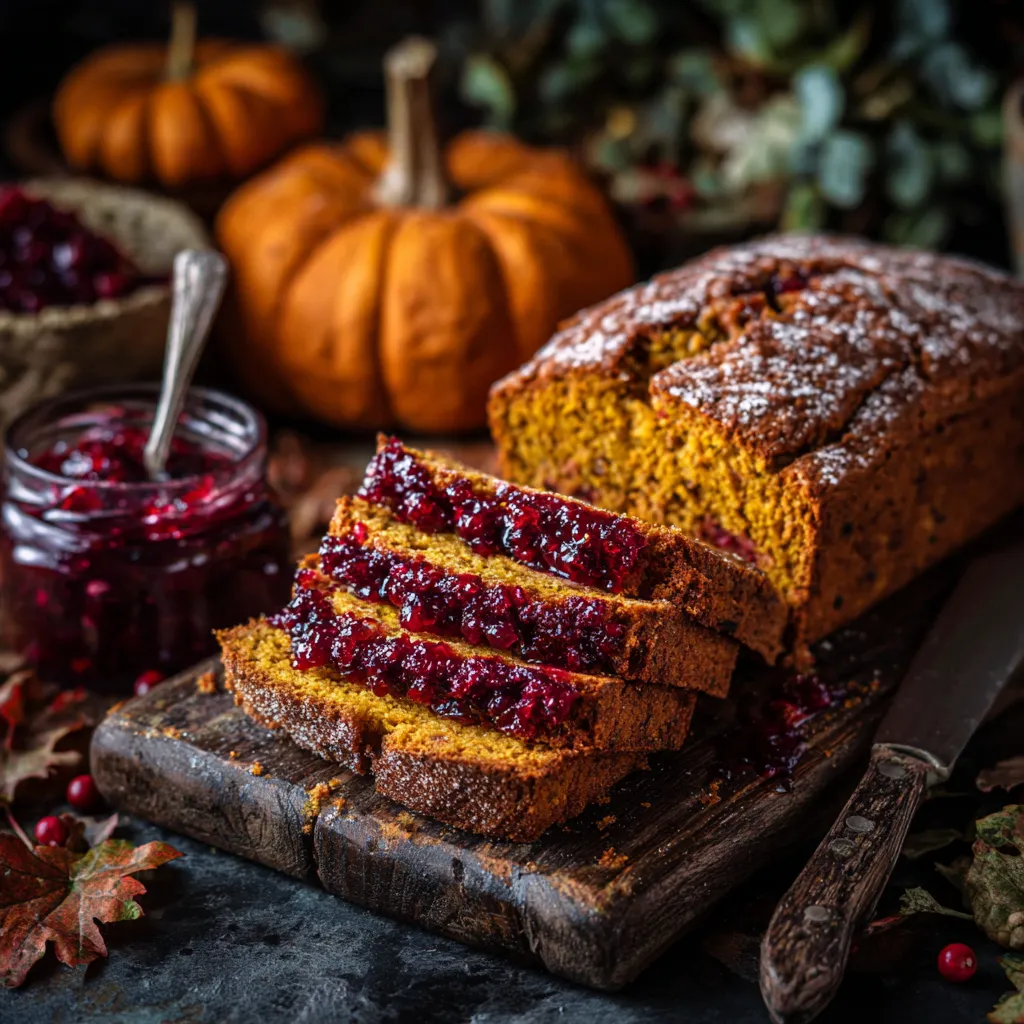 Pumpkin Bread with Cranberry Jam Layer – Cozy Autumn Sweetness 🍞🍓