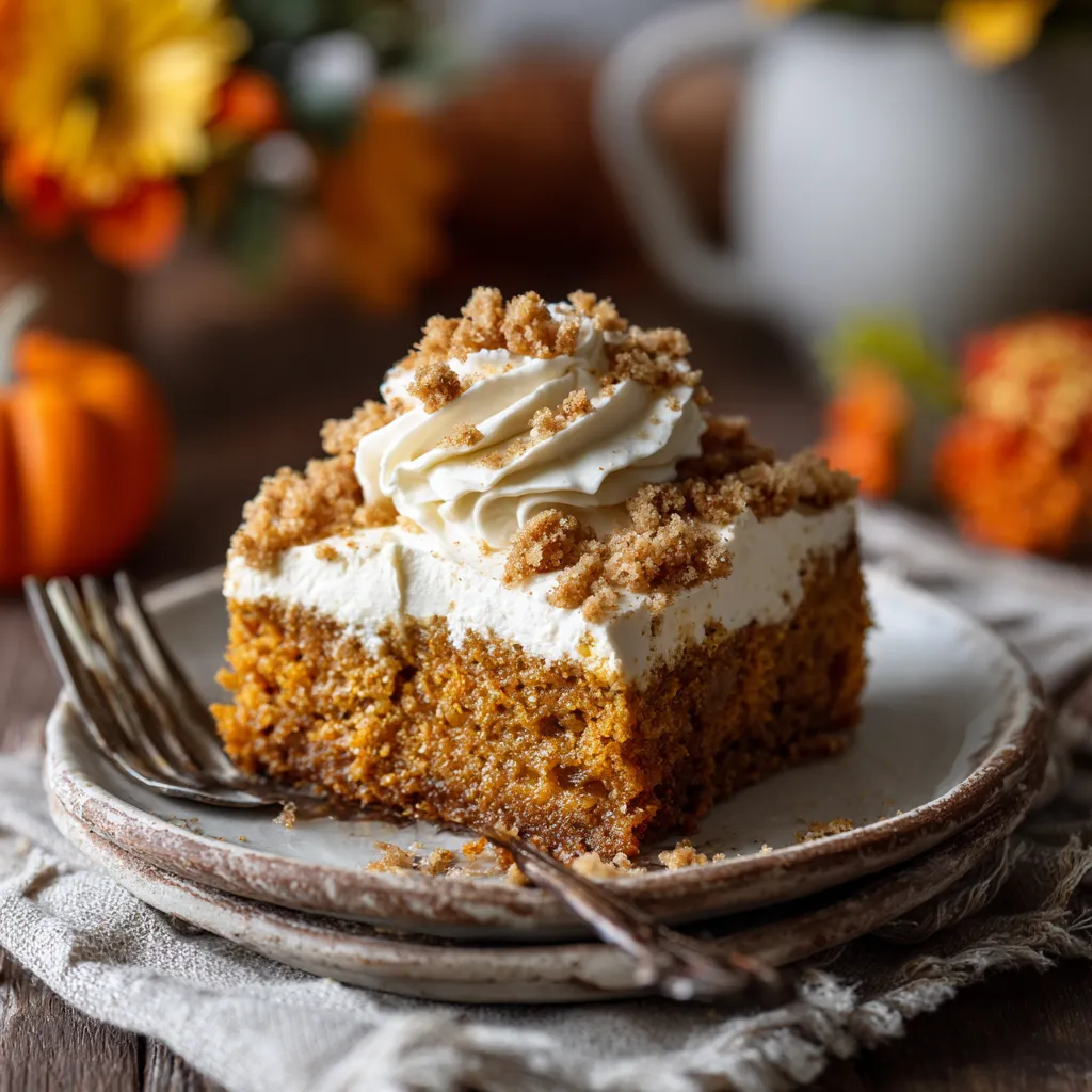 Pumpkin Dump Cake with Cream Cheese Frosting
