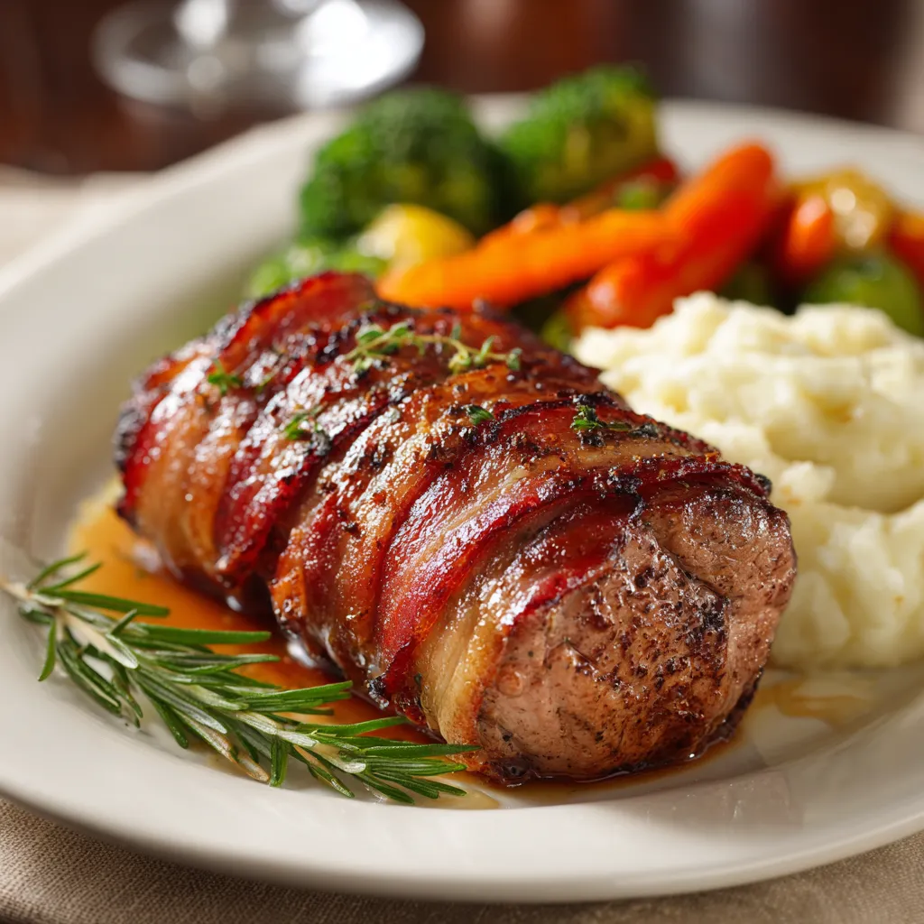 Turkey Bacon–Wrapped Beef Tenderloin