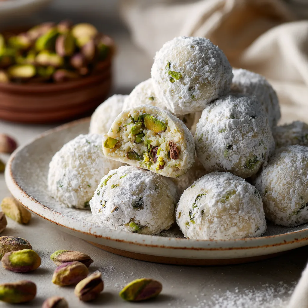 Pistachio Snowball Cookies