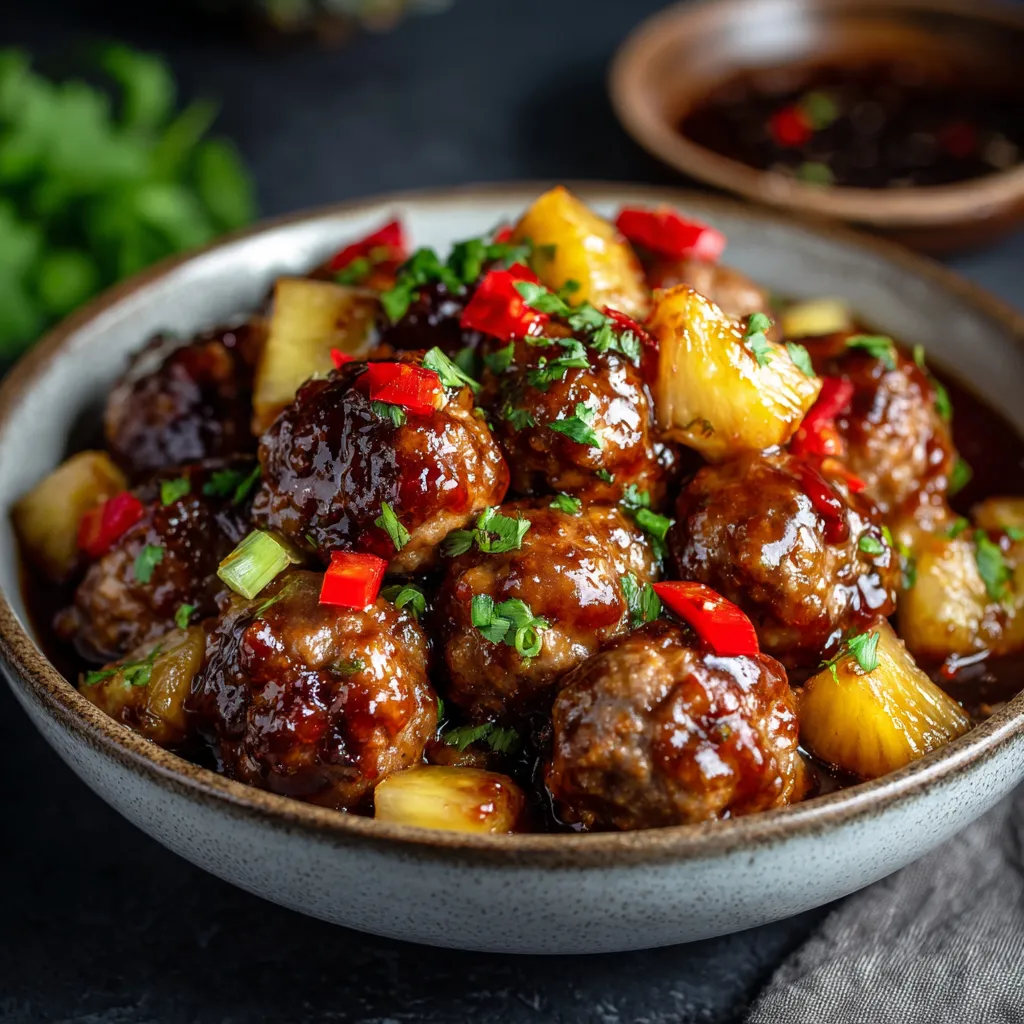 Brown Sugar Pineapple Hawaiian Meatballs