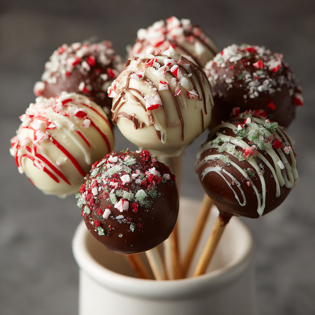 Chocolate Peppermint Christmas Cake Pops