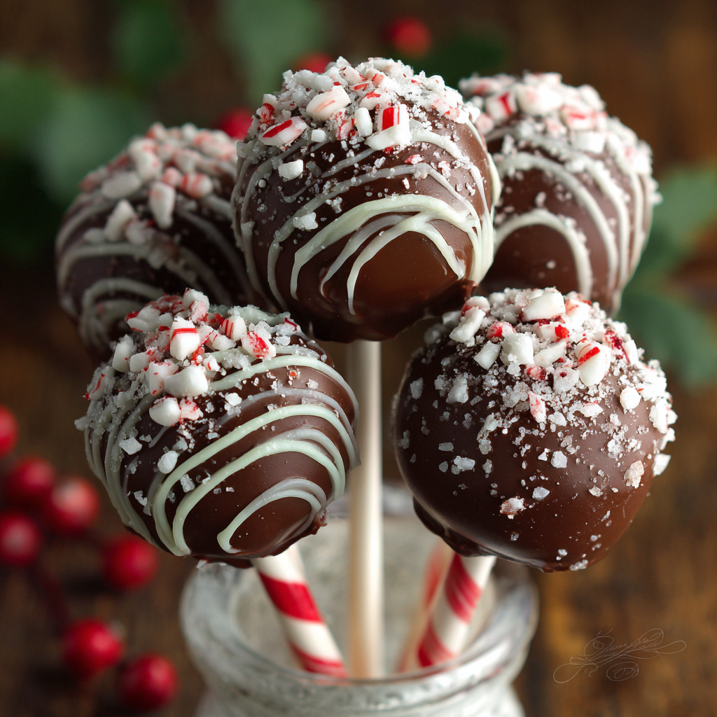 Classic Peppermint Chocolate Cake Pops