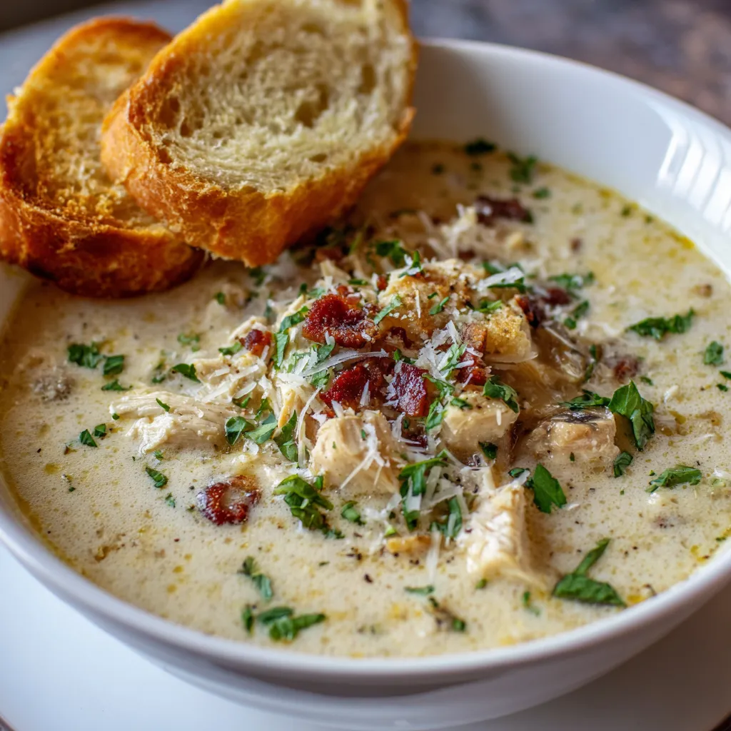 Creamy Garlic Parmesan Chicken Soup