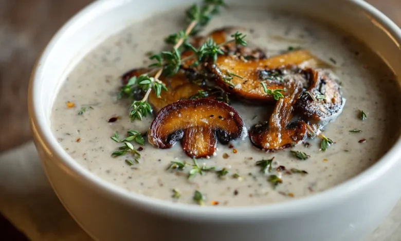 Creamy Mushroom Soup with Thyme