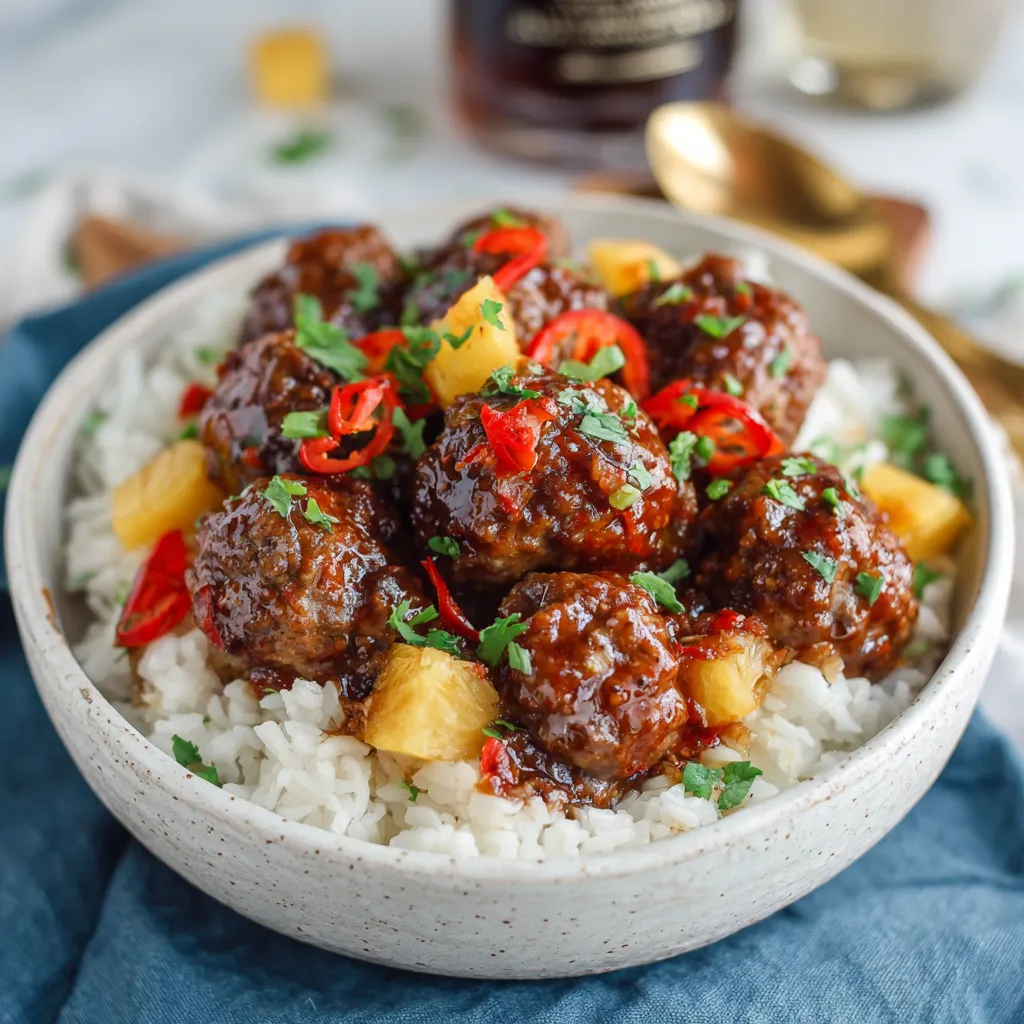 Crockpot Sweet Chili Hawaiian Meatballs