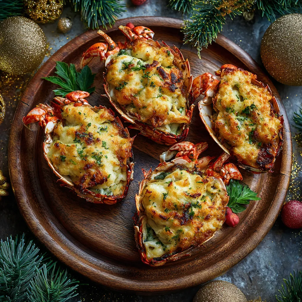 Festive Stuffed Crab & Lobster Shells