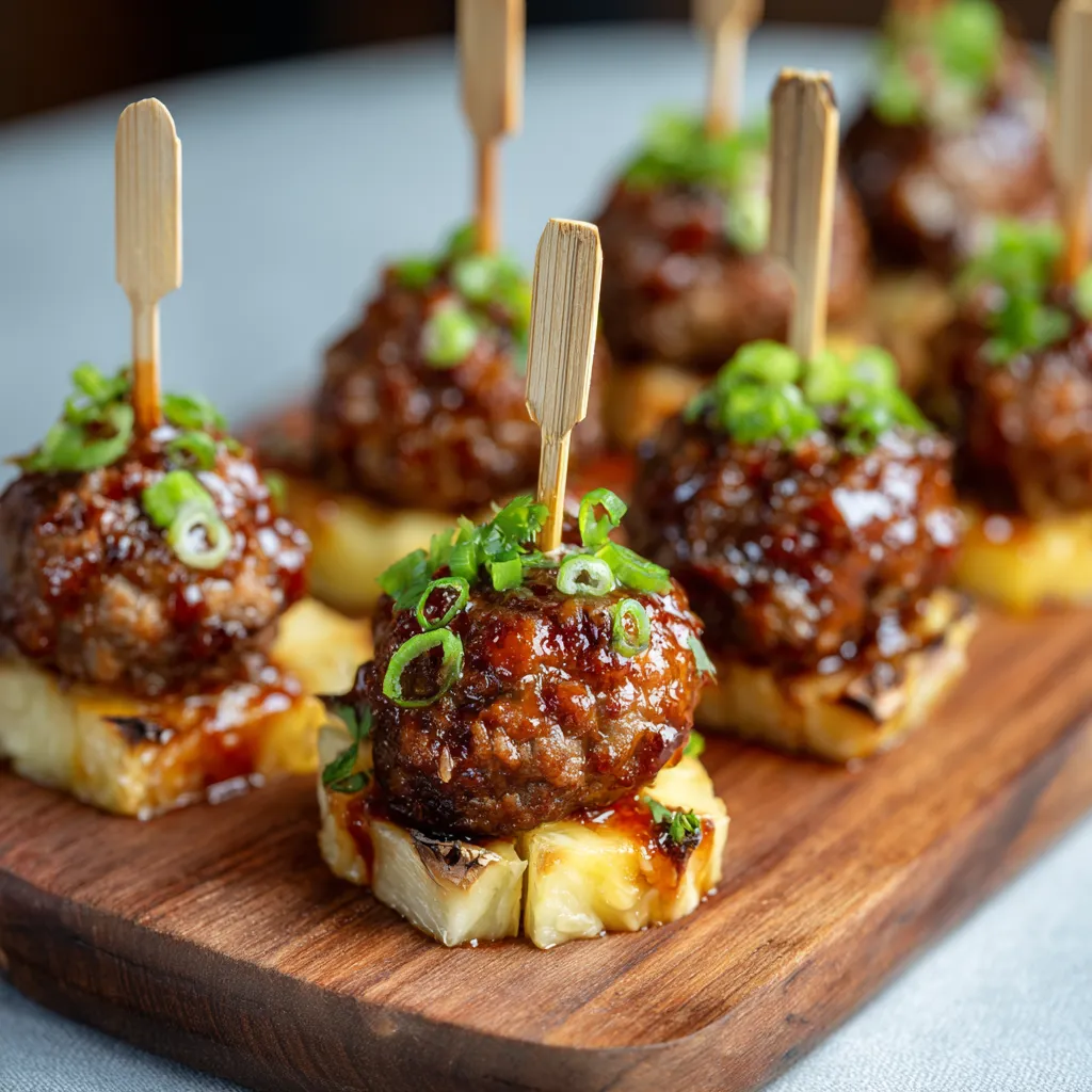 Pineapple BBQ Meatball Appetizers