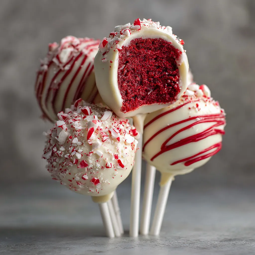 Red Velvet Peppermint Bark Cake Pops