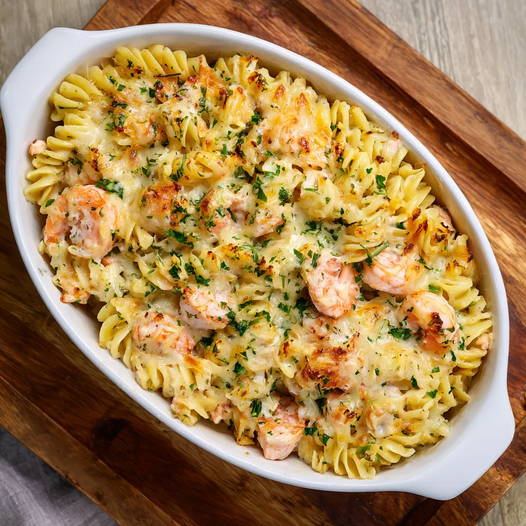 Salmon and Shrimp Creamy Pasta Bake