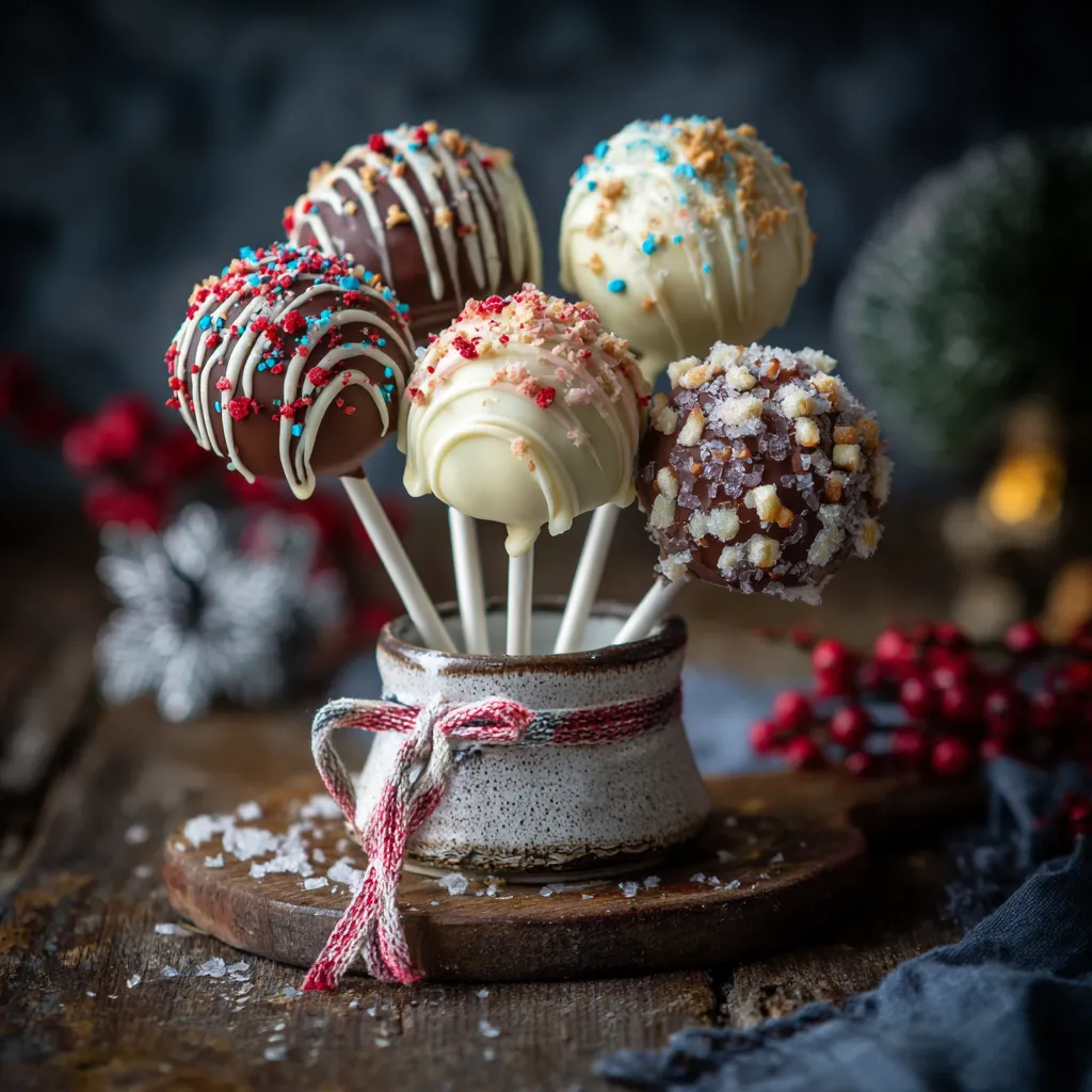 Salted Chocolate Christmas Cake Pops
