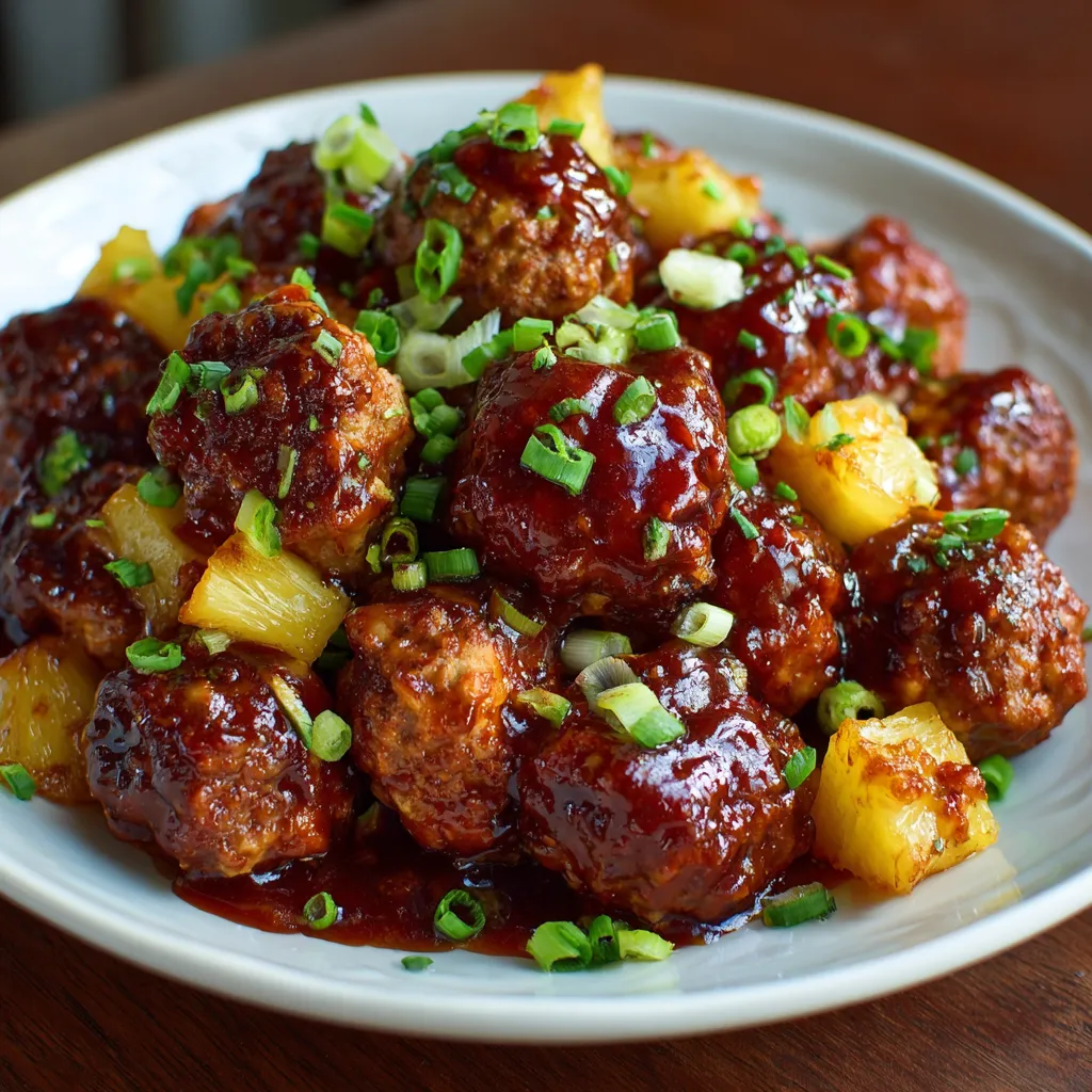 Slow Cooker BBQ Hawaiian Meatballs