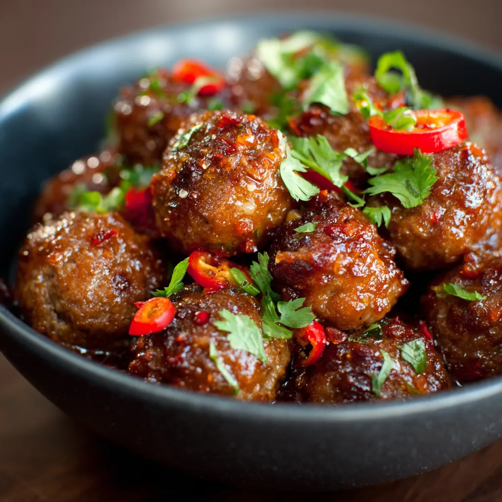 Spicy Hawaiian Meatballs with Sweet Chili Sauce