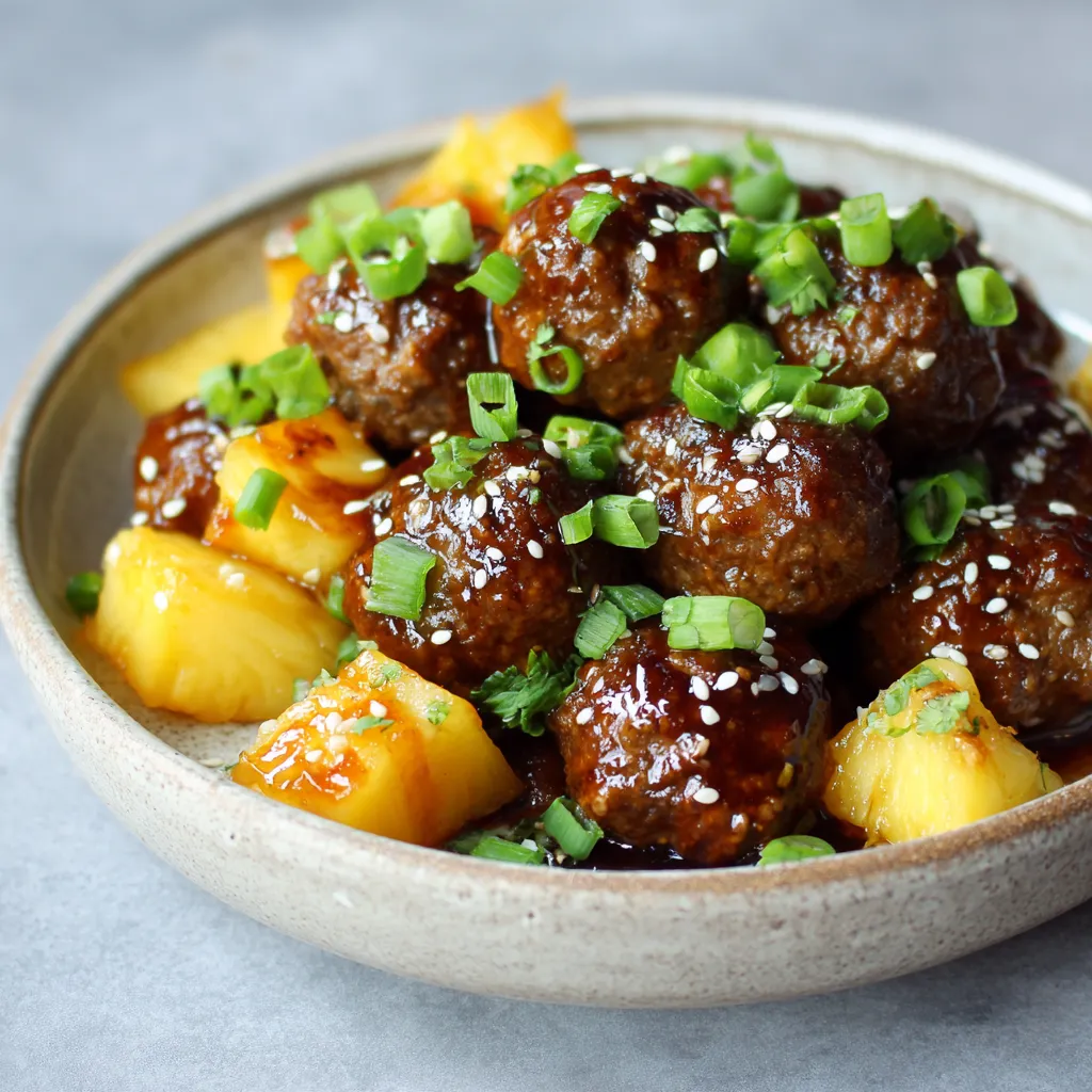 Teriyaki Hawaiian Meatballs with Pineapple Chunks