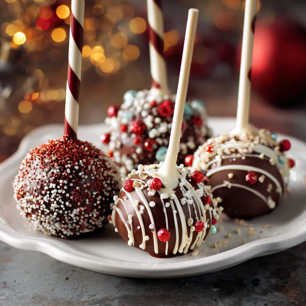 Triple Chocolate Christmas Cake Pops