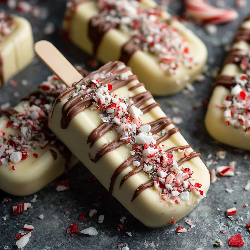 White Chocolate Drizzle Peppermint Pops