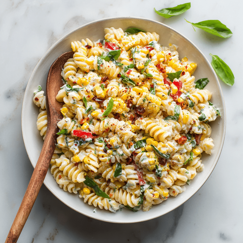 Healthy Street Corn Pasta Salad with Greek Yogurt – A Fresh, Creamy Bowl Full of Summer Love