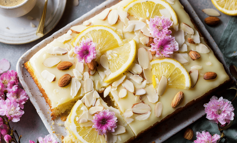 Lemon Almond Sheet Cake