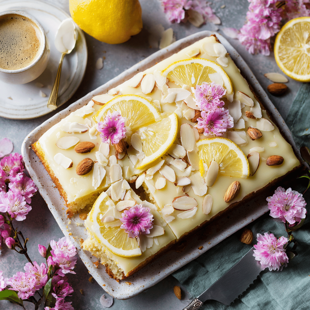 Lemon Almond Sheet Cake for Spring Gatherings (A Soft Cake Full of Sunshine and Memories)