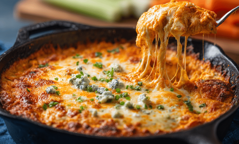Melted Cheese Buffalo Chicken Dip