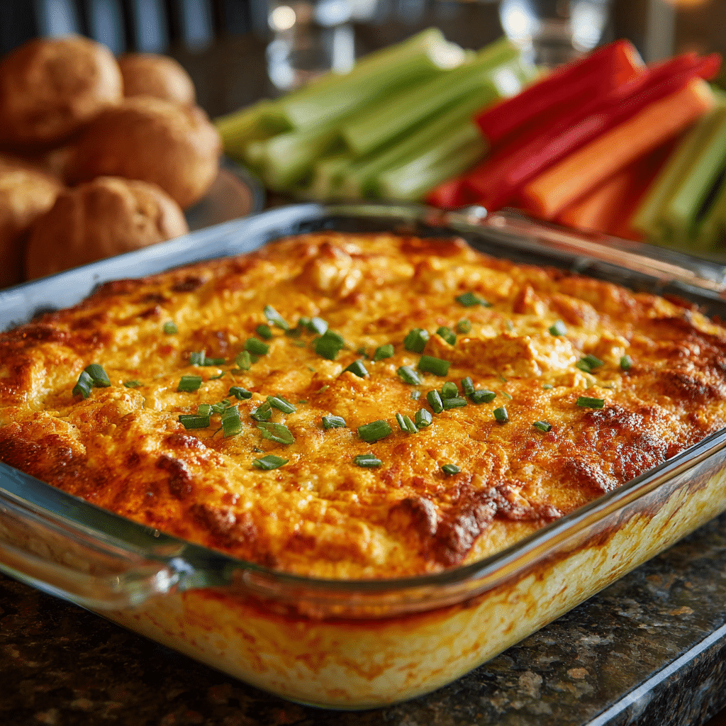 Party-Style Buffalo Chicken Dip in the Oven – The Cozy Dish That Saves Every Gathering