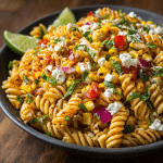 Spicy Street Corn Pasta Salad with Chili Lime Sauce – A Summer Bowl Full of Fire and Love