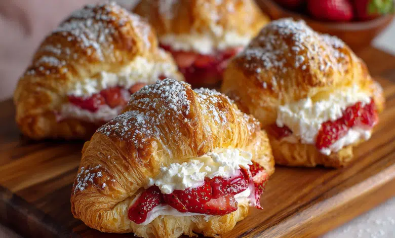 Strawberry Cream Stuffed Croissants