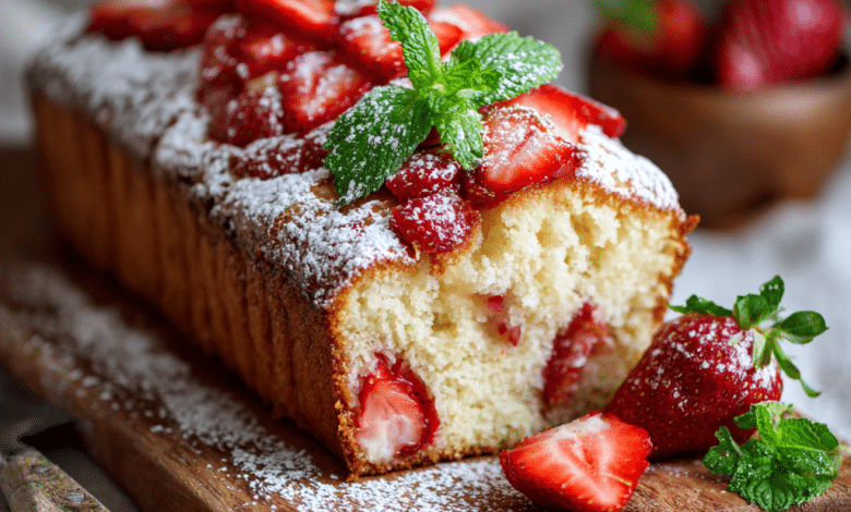 Strawberry Shortcake Loaf Cake 🍓