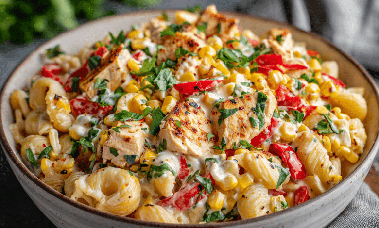 Street Corn Chicken Pasta Salad 🌽🍗
