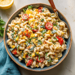 Vegan Street Corn Pasta Salad with Cashew Cream – A Bowl of Summer, Love, and Messy Laughter