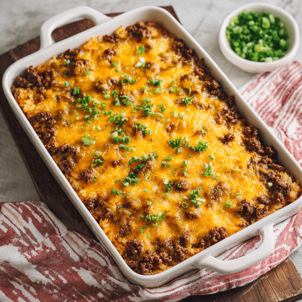 Baked Beef and Rice Casserole – A Cozy Oven Dish That Feels Like Home