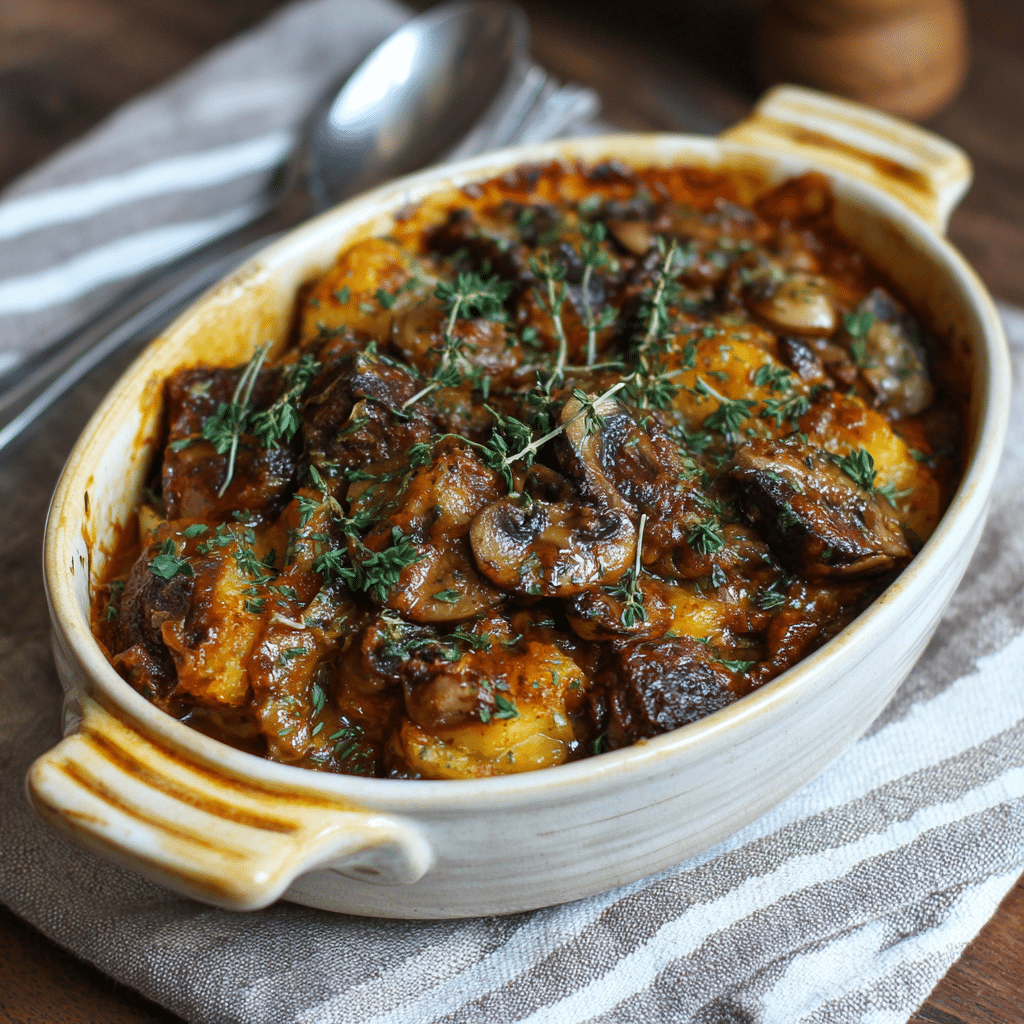 Beef and Mushroom Casserole – A Cozy Dish That Feels Like Home