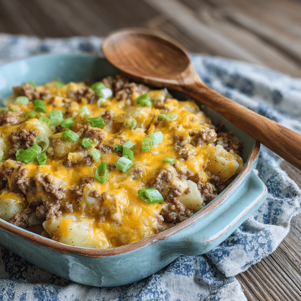 Cheesy Ground Beef and Potato Casserole – The Cozy Dish I Make When My Heart Needs Comfort