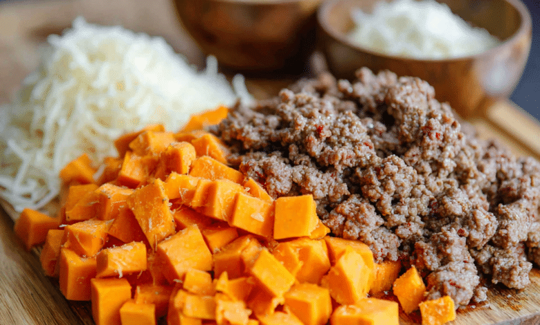 Ground Beef Sweet Potato Prep