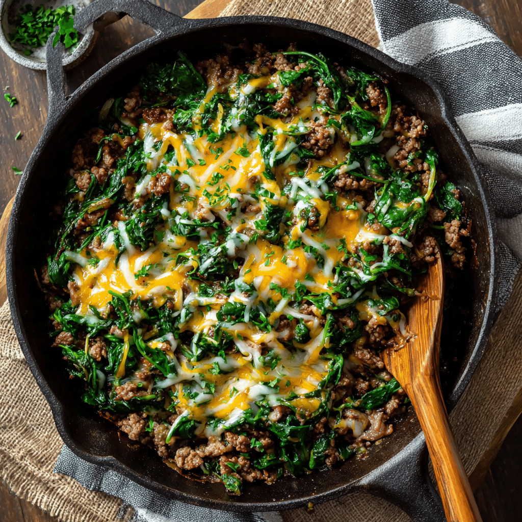 Healthy Beef and Spinach Skillet – A Cozy One-Pan Meal That Feels Like Home