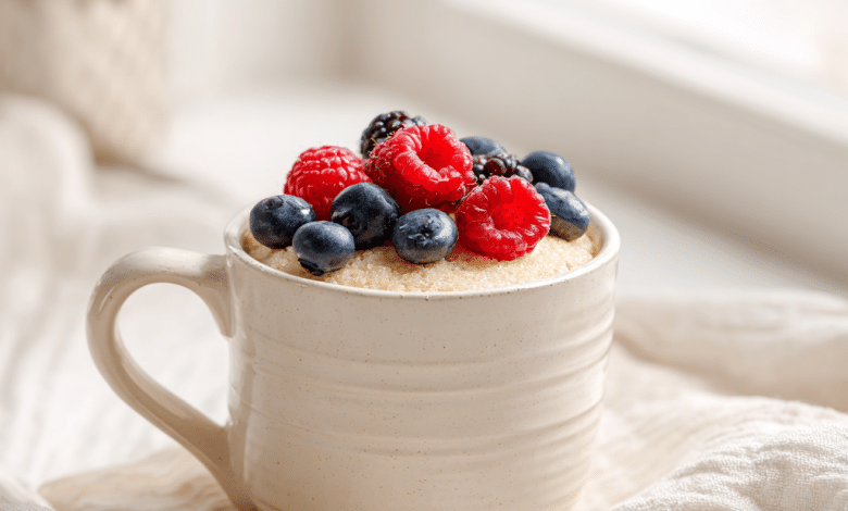 Healthy Vanilla Mug Cake with Oat Flour – A Warm Little Hug in a Cup