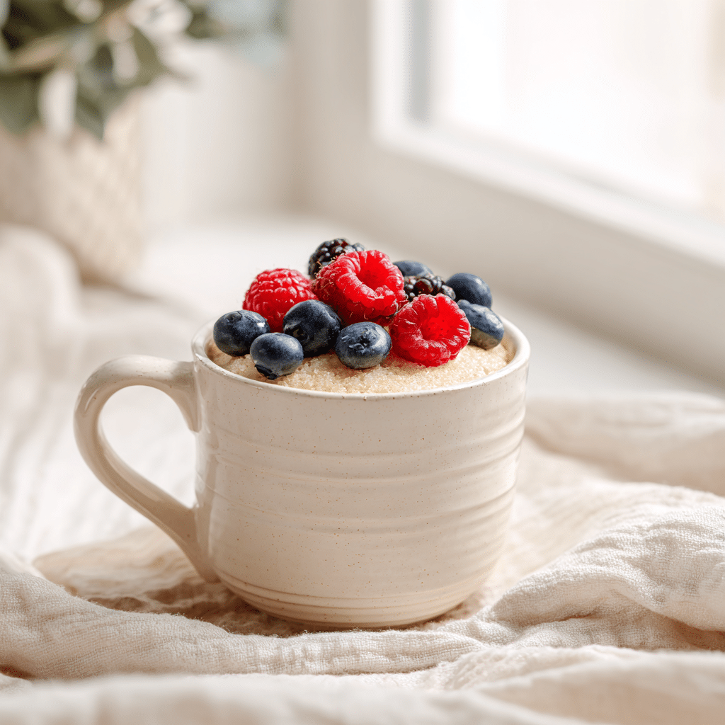 Healthy Vanilla Mug Cake with Oat Flour – A Warm Little Hug in a Cup